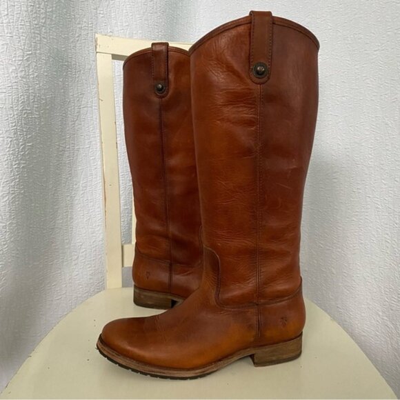Frye Melissa Lug Button Leather Knee-High Tall Riding  Boots - Picture 1 of 8
